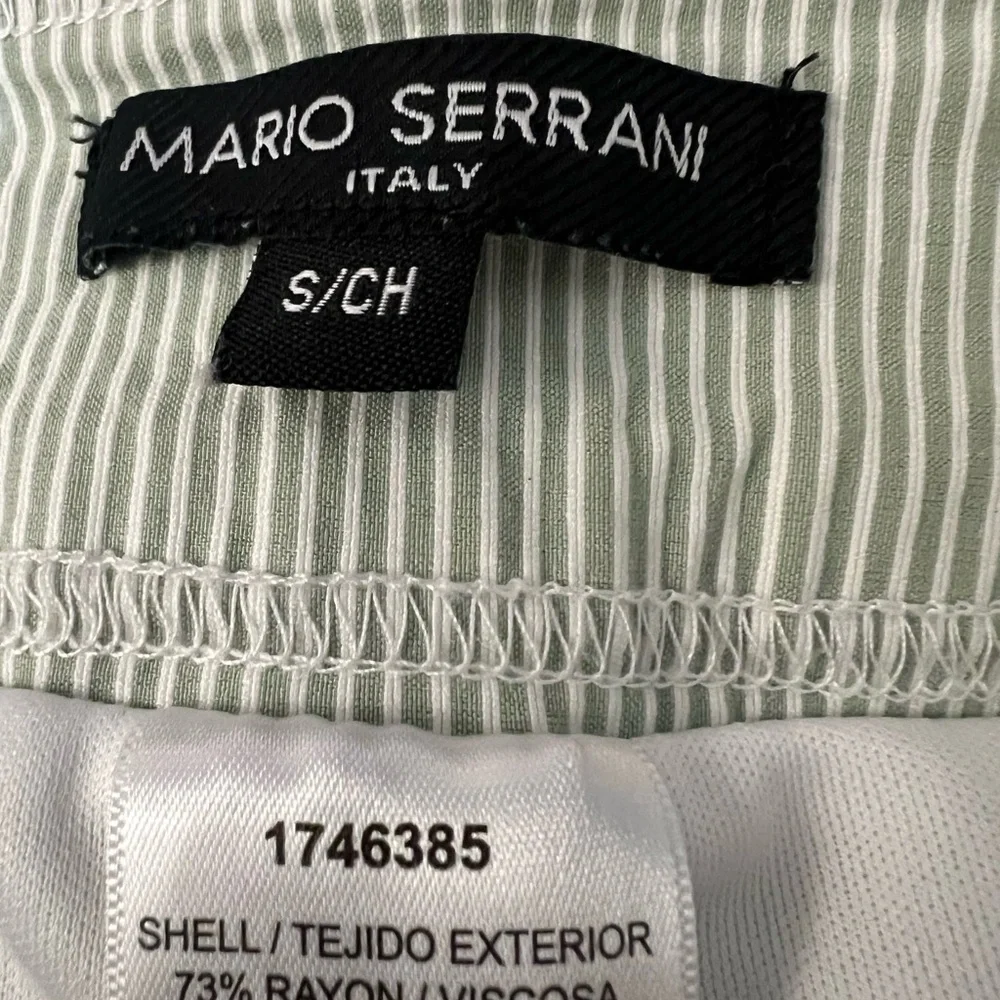 Mario Serrani Pinstripe green and white Mini Skirt Sz small EUC